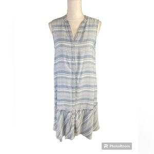 NWT Sharagano Peplum Blue and White Stripped Midi Dress Small